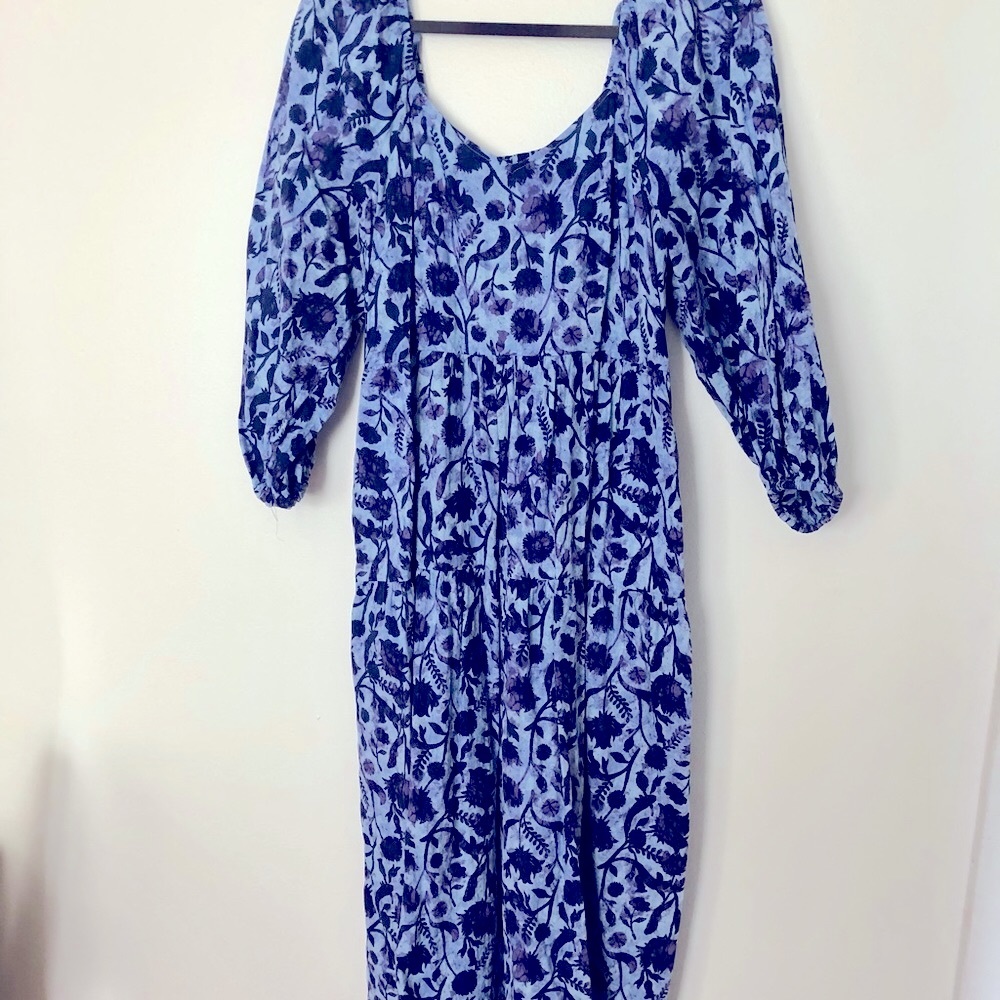 Flowy blue maxi dress (with pockets!)